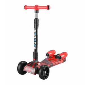 Kids Scooter 3 Wheel <b>LED</b> Light Music Foldable Height Adjustable For Ages 3 Years And Older Blue Graffiti Design - Product Image 4