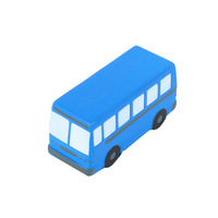 Balle anti-stress souple en forme de bus bleu, jouet anti-stress en mousse PU souple, dessin animé, transport, jouet promotionnel