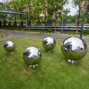 Espejo exterior de alta calidad, adorno de jardín pulido, decoración de Metal hueco, bola grande de acero inoxidable