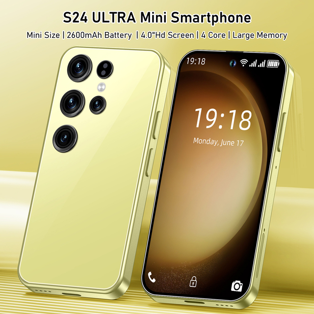 2026 S24 Ultra Mini Android 8.1 Phone 5G Smartphone 4.0" 2600mAh Dual SIM Unlocked 4-Core Face Recognition