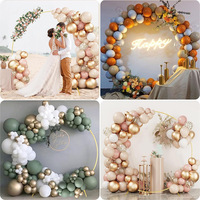 Arche de mariage métallique ronde pour la plantation printanière, support de toile de fond, cadre d'arche à ballons avec accessoires pour décorations de fête