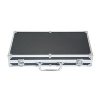 Valise rectangulaire en alliage d'aluminium, étui pour instruments, intérieur multifonctionnel doublé d'éponge, modèle de précision portable noir