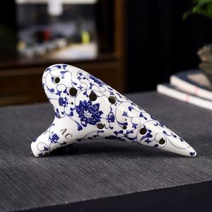 เครื่องดนตรีขายดี โอคาริน่าเซรามิกสีน้ำเงินขาว 12 รู ระดับกลาง คีย์ C - Product Image 3