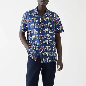 Camisa masculina estampada de tela, camisa para homem casual de homens de boton tailandesas