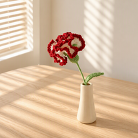 Gebreid krokantenboeket, handgemaakte gehaakte bloemen met stengels voor Moederdag cadeau, kleurrijk garen, kunstmatige bloemendecoratie