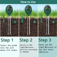 Testeur de sol 3 en 1 à bas prix, mesure du pH, de l'humidité et de la luminosité du soleil, analyseur de sol précis pour jardin, serre, pelouse, plantes en pot, sans batterie