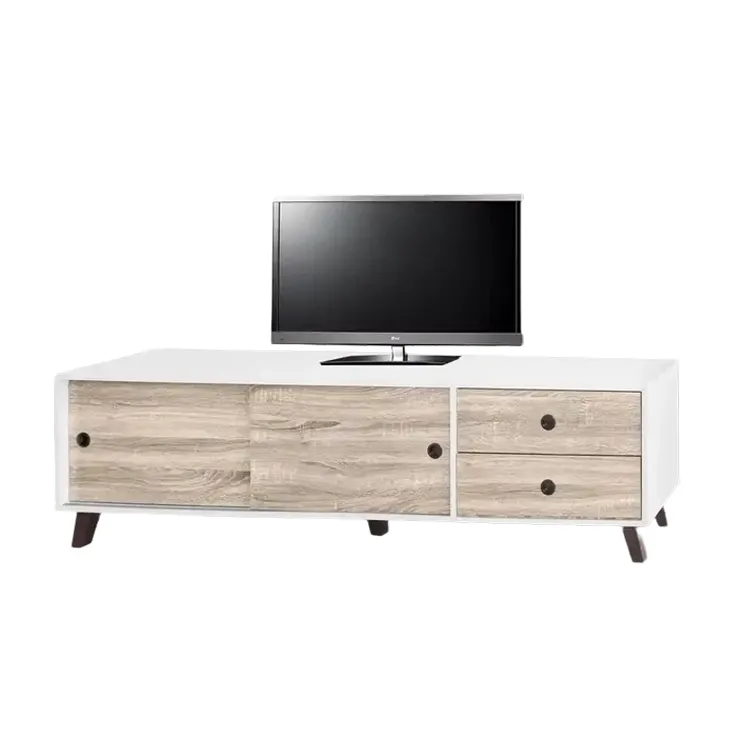 Armário de TV moderno com 2 gavetas deslizantes e portas fechadas de armazenamento TV6060 Media Console