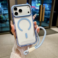 Étui de téléphone magnétique coloré IVYMAX, coque en TPU PC antichoc, anneau magnétique, coussin d'air, avec sangle pour iPhone 18 Pro Max
