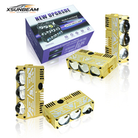 Nouvelle Vente Chaude 2026 : Kit de Modernisation 3 Yeux Or CNC LED pour Grille de Voiture, 100W, Haute Performance, Accessoires Auto, Lentille de Projecteur pour Voiture