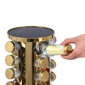 Portaspezie <span class=keywords><strong>rotante</strong></span> in acciaio inossidabile 201 con 12 vasetti di bottiglie di vetro - Product Image 3