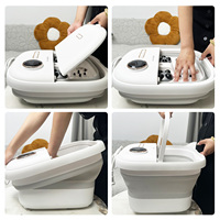 Baignoire de massage pliable intelligente à rouleaux automatiques avec lumière rouge, bain de pieds relaxant à eau chaude pour usage domestique