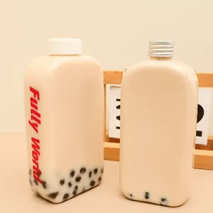 כיתה מזון 330 מ "ל 350 מ" ל חד פעמיים פלסטיק חלב תה מיץ משקה שטוח בקבוק עם מכסה