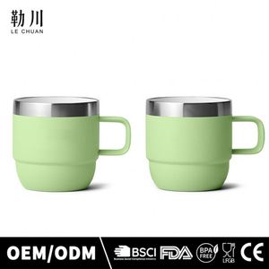 Mug isotherme pliable en acier inoxydable 304 de 6 oz avec double paroi et revêtement céramique, tasse à café minimaliste avec poignée - Product Image 2
