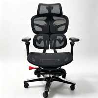 Chaise de bureau ergonomique moderne avec dossier en maille respirante, siège en cuir de vachette, ressort lombaire auto-adaptatif et inclinaison multi-verrouillable pour longues heures de travail à domicile