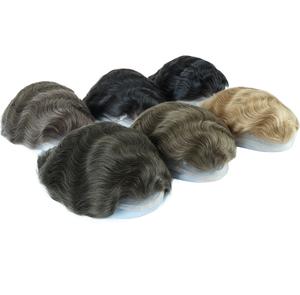 FH, venta al por mayor, tupé francés de PU completo para hombres, cabello humano marrón oscuro, Topper de 8x10 pulgadas para hombre, sistema de reemplazo de Base de piel Pu - Product Image 2