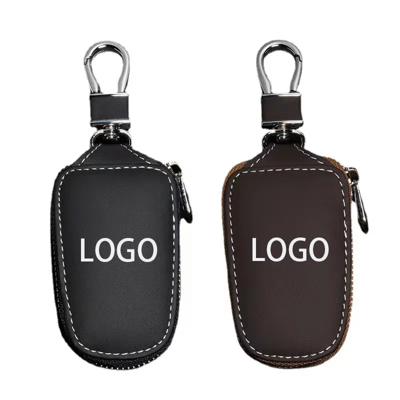 luxury soft genuine leather remote protective car key cover waterproof men car key case bag custom logo key chain holder case