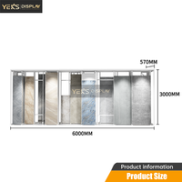 Présentoir moderne en acier de haute qualité pleine hauteur YEK pour carreaux de sol, avec plateaux coulissants horizontaux pour dalles de céramique en showroom