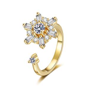 Rotating Adjustable Zircon <b>Ring</b> Relieving <b>Anxiety</b> Stress Fresh Scene <b>Gold</b> Silver Color Wholesale <b>Ring</b> Shiny Jewelry - Product Image 5