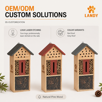 Nichoir vertical en bois pour insectes, boîte à abeilles suspendue, hôtel à abeilles en bois naturel pour la décoration de jardin et l'habitat de la faune.