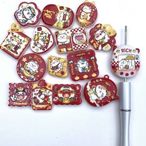 Perles en relief double face motif Chat de la Fortune <span class=keywords><strong>pour</strong></span> DIY : porte-clés, chaîne de téléphone portable, accessoire de stylo - Product Image 1