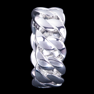 Fábrica Estoque Atacado Miami Moda Jóias 9mm Com Plain 925 Sterling Silver Hip Hop Cubano Link Anel para Homens Sem Pedra - Product Image 2