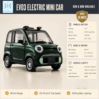 Scooter électrique à 4 roues, mini voiture électrique 2 places, 72V 1500W, 80 km, 45 km/h, tout-terrain, pour les trajets quotidiens en ville, pour adultes