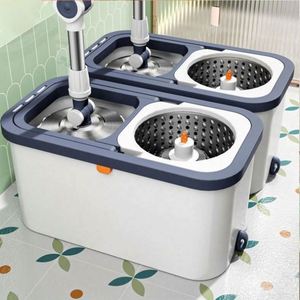 Household Double Drive Rotary Portable Clean 360 Degree Rotating <b>Mop</b> with Microfiber <b>Mop</b> Head Self-Wringer Extendable Handle - Product Image 3