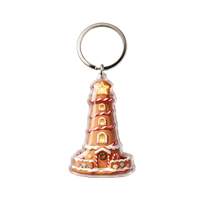 Porte-clés en résine acrylique maison de pain d'épices phare de Noël, coquillage, canne à sucre, maison de biscuits