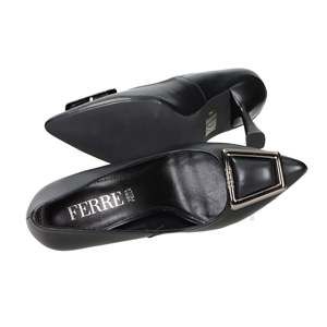 Ferre Donna Decollete F 490 Panna Escarpins en cuir noir Chaussures à talons hauts pour femmes - Product Image 6