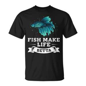 T-shirt Fish Make Life Betta avec motif de poisson de combat siamois - Product Image 1
