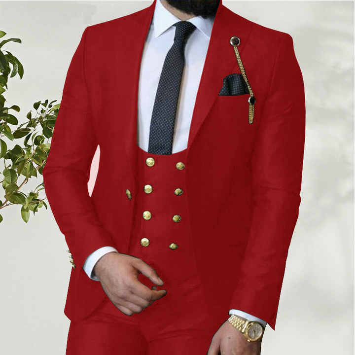New Trend Men's Threepiece Jacket + Vest + Trousers Slim Suit Groom