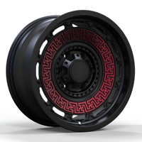 Rines de Aleación de Aluminio Forjado 6061 T6 con Patrón Rojo Negro Mate, Prensados a 12000T, Certificación TUV JWL VIA Std S3-00059, 17 18 20 Personalizados