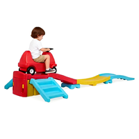 Train de Jouet Coloré en Plastique PE pour Enfants, Voiture à Pousser Écologique avec Circuit de Course Assemblé pour Tout-Petits