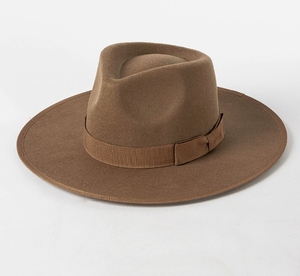 W377 Gentlemen Handmade Jazz Hat Large Brim Haute Qualité Ruban Décoration Personnalisé <span class=keywords><strong>Pas</strong></span> <span class=keywords><strong>Cher</strong></span> 100% Laine Feutre Fedora Chapeau Plat - Product Image 4