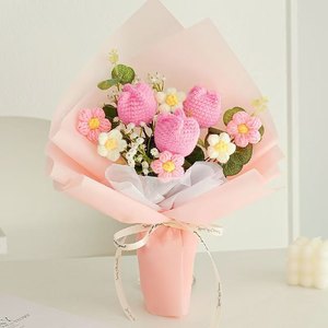Bouquets de fleurs éternelles tissées à la main en fil de laine, cadeaux finis, décorations pour la Saint-Valentin, bouquet pour maman, cadeaux pour la fête des mères - Product Image 3