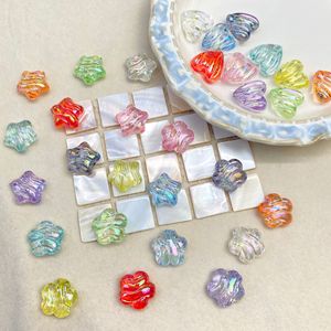 Cuentas Sueltas Acrílicas Transparentes con Recubrimiento AB, Coloridas, en Forma de Corazón Ondulado, Estrella y Flor de Ciruelo, con Orificio Recto, para Manualidades y Decoración de Teléfonos - Product Image 1