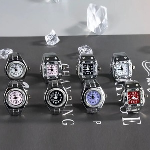 Mini Quartz <strong>Watch</strong> Clock Finger Rings for <strong>Men</strong> Women Elastic Strap Punk <strong>Gothic</strong> Couple Roman Ring Jewelry Gift - Product Image 1