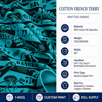 Tissu en molleton de coton tricoté à la française, imprimé sur mesure, doux et extensible, pour sweat-shirts, sweats à capuche et vêtements de détente, 1 yard