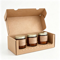 Boîte d'emballage de bougies en carton kraft recyclé, personnalisée, en gros, avec 3 compartiments, finition mate et gaufrée, durable et vide