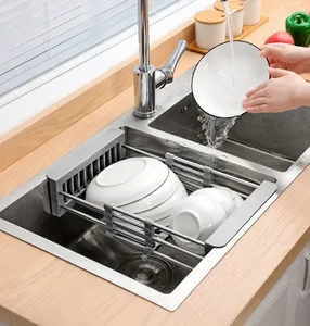 Bộ đồ ăn nhà bếp cống giỏ có thể thu vào bồn rửa bằng thép không gỉ Lọc cống gồ ghề bồn rửa cống giá