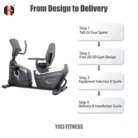 Bicicleta de Ejercicio Reclinada con Asiento de Respaldo Alto, Reposabrazos Laterales, Consola Digital y Base Estable para Equipos de Fitness Comerciales