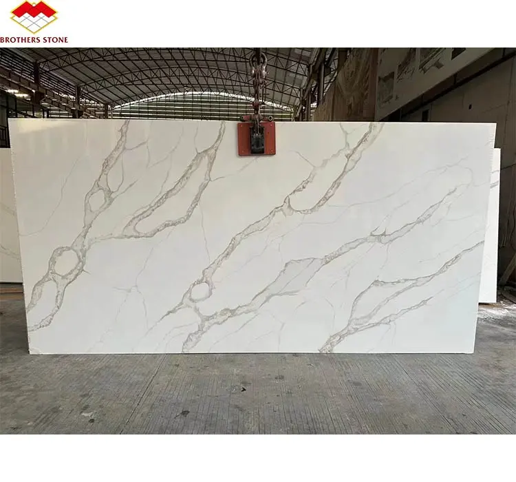 OEM/ODM Quartzo best quality calacatta white quartz stone slab artificial stones quartz countertops for kitchens