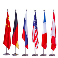 Mât de drapeau de haute qualité en acier inoxydable, 2M, 2.6M, 3M, pour conférence, bureau, intérieur, avec support de base - Vente directe usine Chine