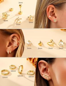 Set di 12 <span class=keywords><strong>Orecchini</strong></span> a Cerchio Dorati per Donne, in Acciaio Inossidabile 316, Ipoallergenici, con Perle e Farfalle, Regalo - Product Image 5