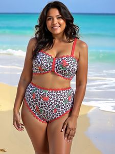 Women's Leopard String Bikini Set two piece leopard bikini set for curvy women leopard print swimwear bikini top for women - Product Image 1