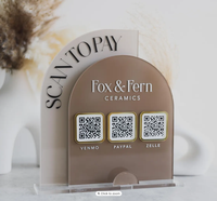 Base de Acrílico Personalizada con Código QR para Salón de Belleza, Escanea para Pagar, Exhibición de Mesa, Letrero con Múltiples Iconos de Código QR