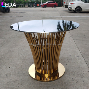 LEDA Luxury Indoor Party Supplies <b>Mirror</b> Glass Gold <b>Table</b> Stainless Steel Black Tempered Glass Round <b>Table</b> for Hotel Wedding - Product Image 2