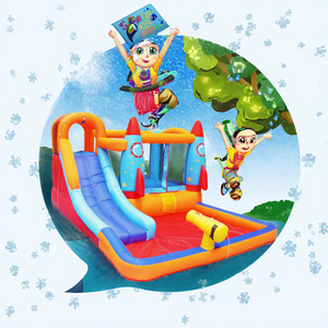 Castillo Inflable con Tobogán y Pared de Escalada, Temática de Cohetes, Fácil de Instalar, Portátil, para Fiestas Infantiles - Product Image 3