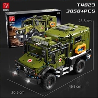 Puzzle T4023 3850 pièces, ambulance militaire tout-terrain, camion de secours sur le champ de bataille, modèle de construction en briques MOC DIY, jouet voiture