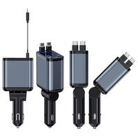 Pengisi Daya Mobil Aluminium 4 in 1 OTP OCP Layar Digital Dual Teleskopik 120W Pengisian Super Cepat Kabel Tipe-C QC3.0/PD 5V/2A